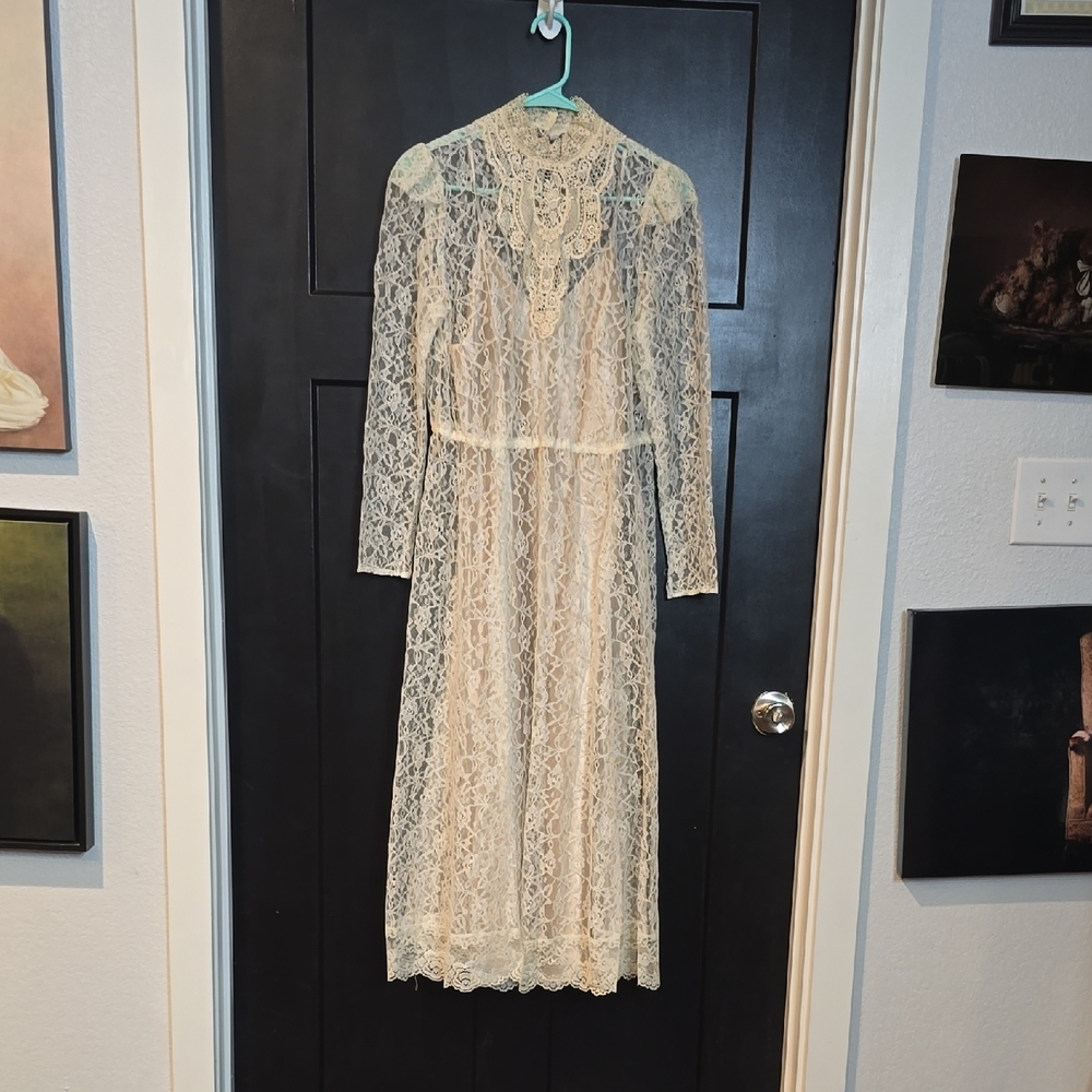 Elegant Cream Lace Dress, small